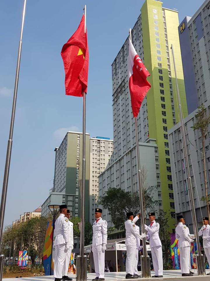 Quốc kỳ Việt Nam chính thức tung bay ở ASIAD 18